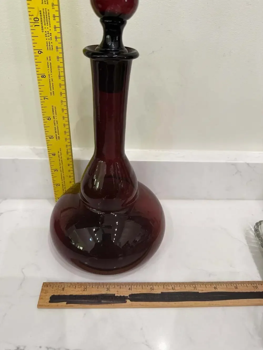 Vintage Mid-Century Handblown Amethyst Purple Glass Decanter with Stopper
